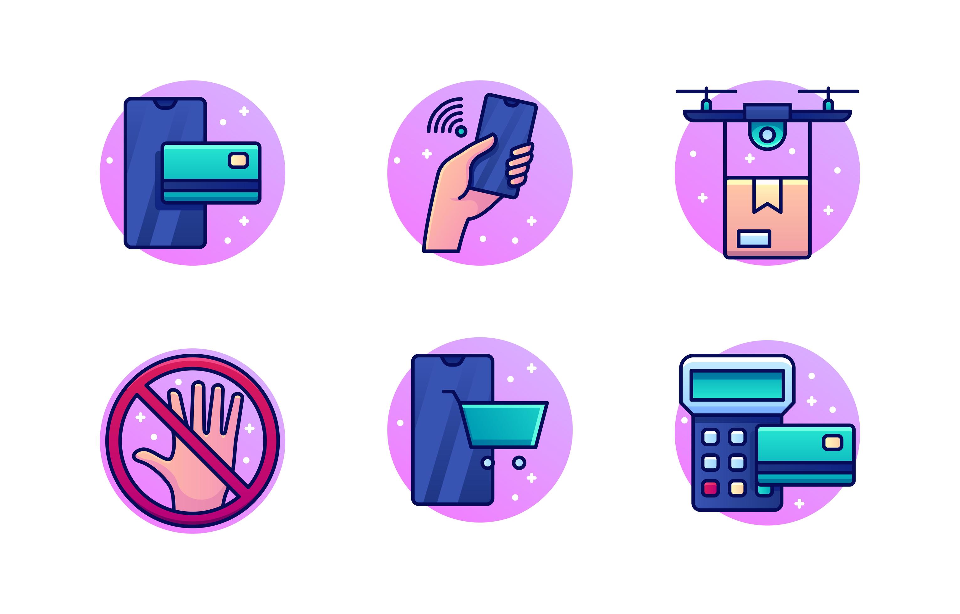 contactless-technology-icon-collection-free-vector
