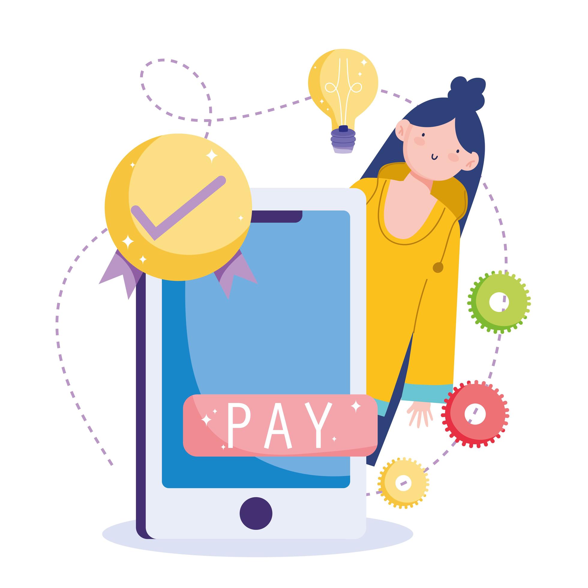 icons-and-woman-with-online-payment-concept-vector